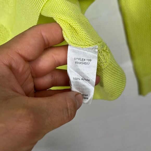 Cabi Womens Yellow Split Back Pullover Long Sleeve Mesh Sweater Size M - Picture 6 of 12